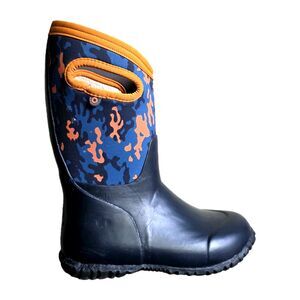 Bogs Grasp New Camo Kids 3 Black Blue Orange Rain Boots Waterproof Outdoors